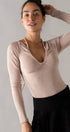 Urban Daizy Open Tie Back Scoop Neck Long Sleeve Top Champagne Blouse - Women's (UDZ-TP-00193) – alternate view 13