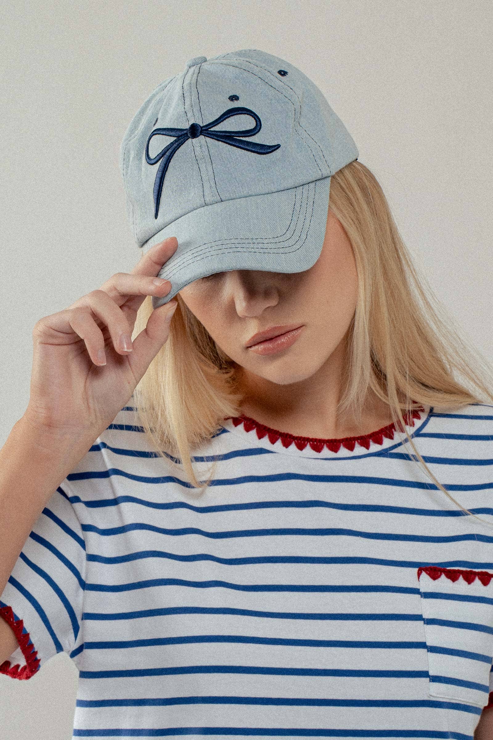 Embroidered Bow Detail Relaxed Baseball Cap