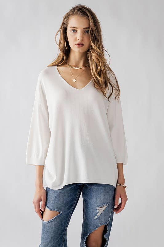 Urban Daizy Relaxed Fit V Neck Three Quarter Sleeve Tunic Top Green Tunic - Women's (UDZ-TP-00030) – alternate view 6