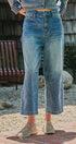 Vintage Wash Cropped Wide-Leg Jeans in DENIM - Women's Casual Pants | Urban Daizy