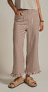 Gingham Ruffle Hem Cropped Wide Leg Pants in Brown in BROWN - Women's Casual Pants | Urban Daizy