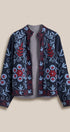 Embroidered Corduroy Jacket with Folk Floral Scroll in NAVY - Women's Jackets & Blazers | Urban Daizy