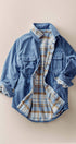 Urban Daizy Plaid Flannel-Lined Corduroy Shacket Taupe Shirt Jacket/Shacket - Women's (UDZ-KN-00150) – alternate view 6