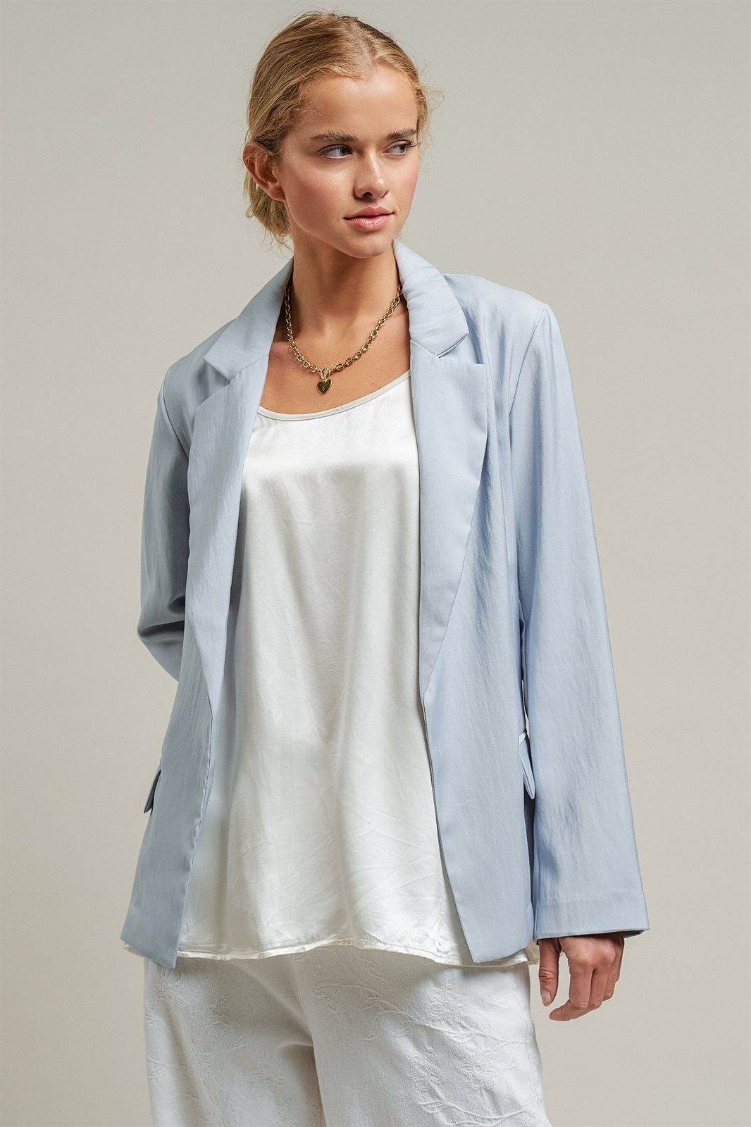 Soft Structure Tailored Blazer in DEW BLUE - Women's Jackets & Outerwear | Urban Daizy