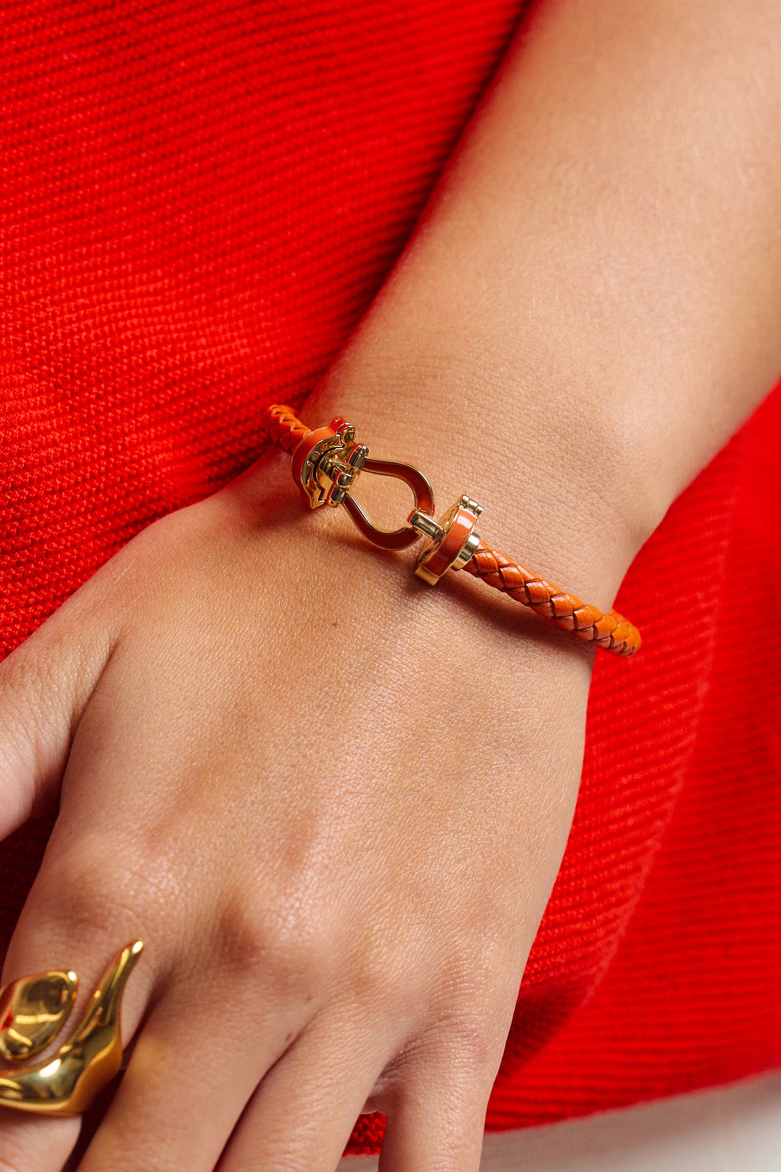 Urban Daizy Braided Equestrian Clasp Bracelet Orange Woven/Braided Bracelet (TNAC0444-Orange) – alternate view 4