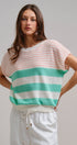Urban Daizy Retro Striped Textured Knit Sweater Tee Mint Knit Sweater - Women's (TNTP4000-Mint) – alternate view 12
