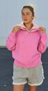 Wool Blend Half Zip Sweater with Double Collar in PINK - Women's Sweaters | Urban Daizy