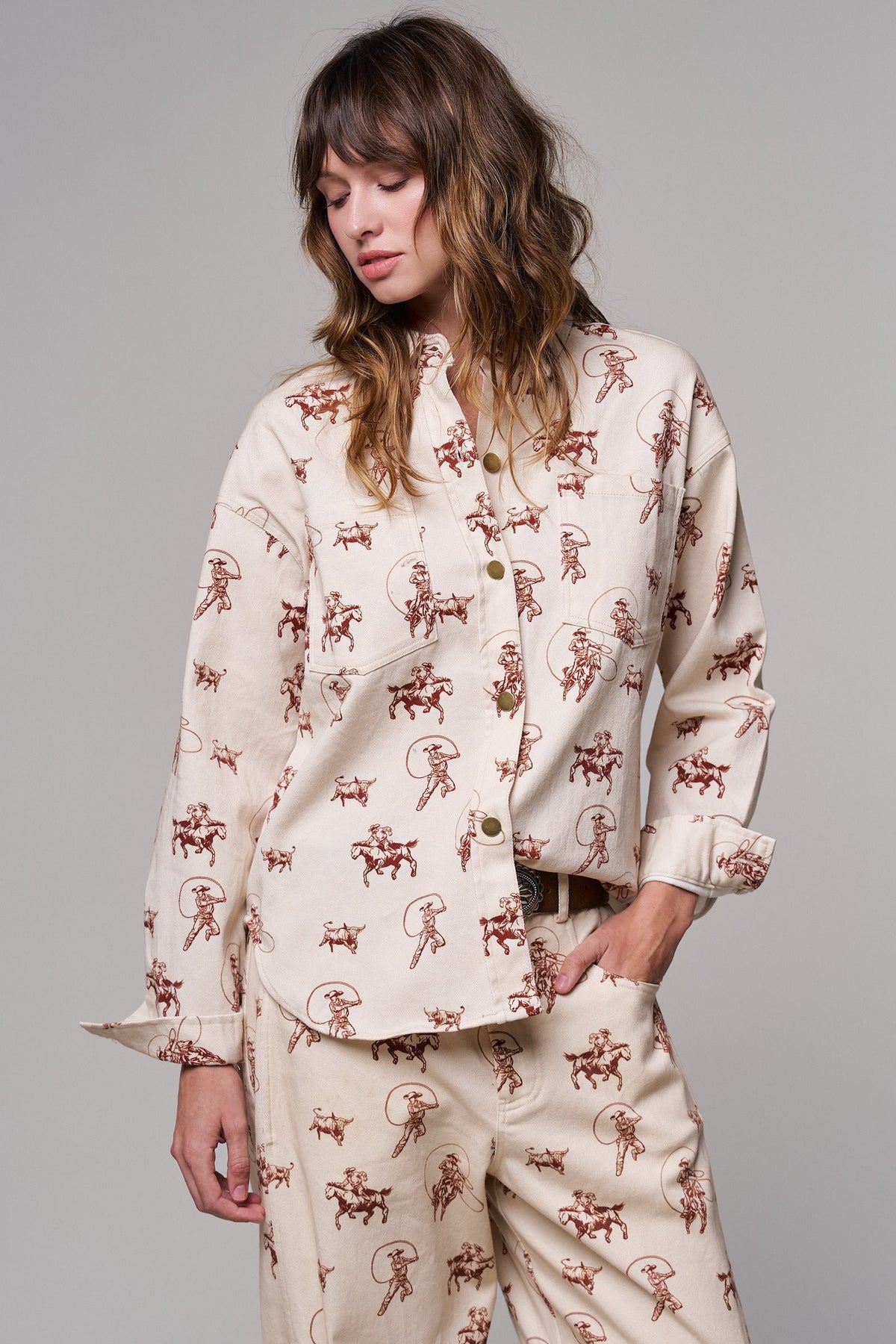 Rodeo Roundup Western Button-Up in IVORY - Women's Shackets | Urban Daizy