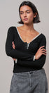 Pretty Little Lace Trim Henley in BLACK - Women's T-Shirts & Polos | Urban Daizy