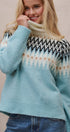 Icelandic Yoke Turtleneck Sweater in PASTEL BLUE - Women's Sweaters | Urban Daizy