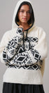 Nordic Fair Isle Hooded Sweater Wool Blend in IVORY BLACK - Women's Sweaters | Urban Daizy