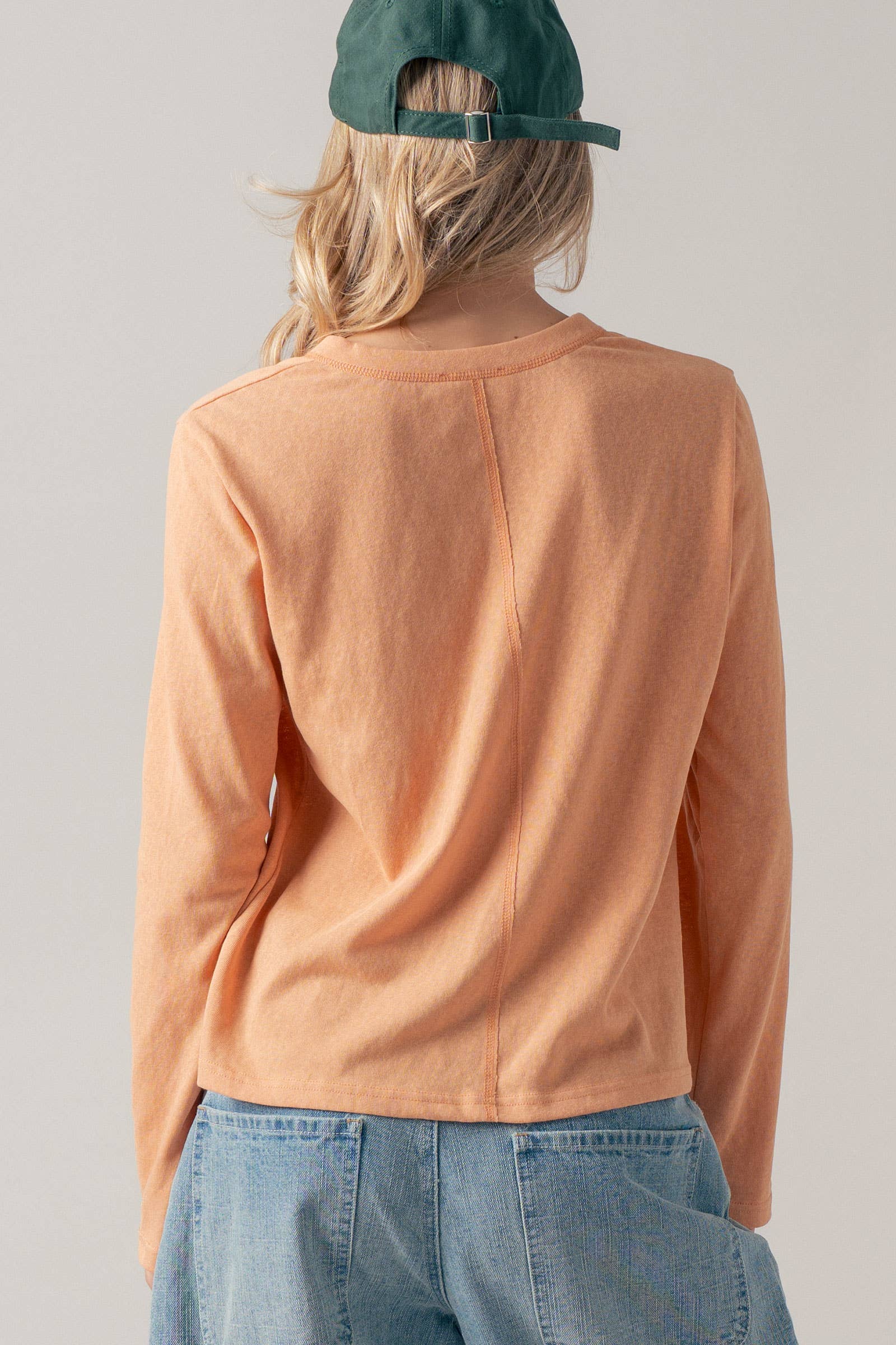 Long Sleeve Button-Front Henley Top