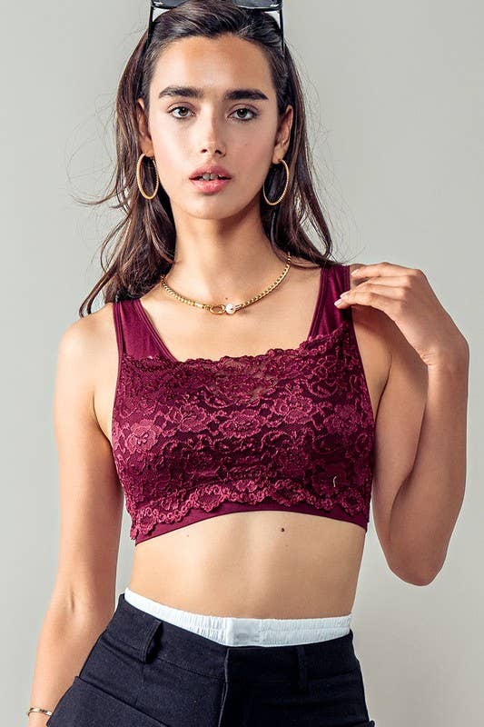 Urban Daizy Romantic Lace Longline Bralette Top Brick Bralette - Women's (UDZ-TP-00022) – alternate view 4