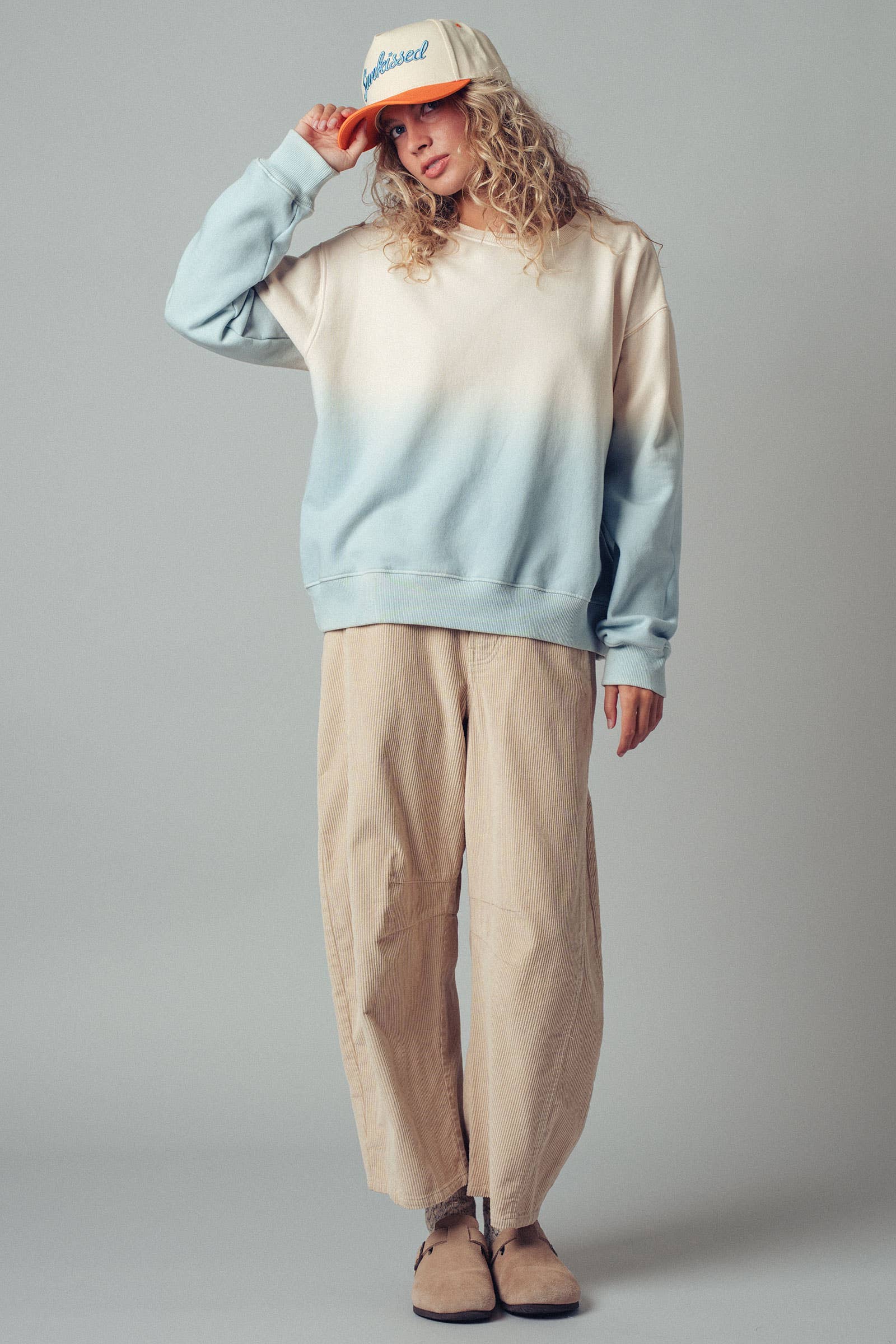 Ombré Dip-Dye Crewneck Sweater