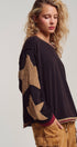 Urban Daizy Raw Seam Star Patch Slouchy Knit Top Brown Knit Top - Women's (UDTP1432-Brown) – alternate view 11