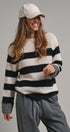 Striped Oversized Chunky Knit Sweater in BLACK - Women's Sweaters | Urban Daizy