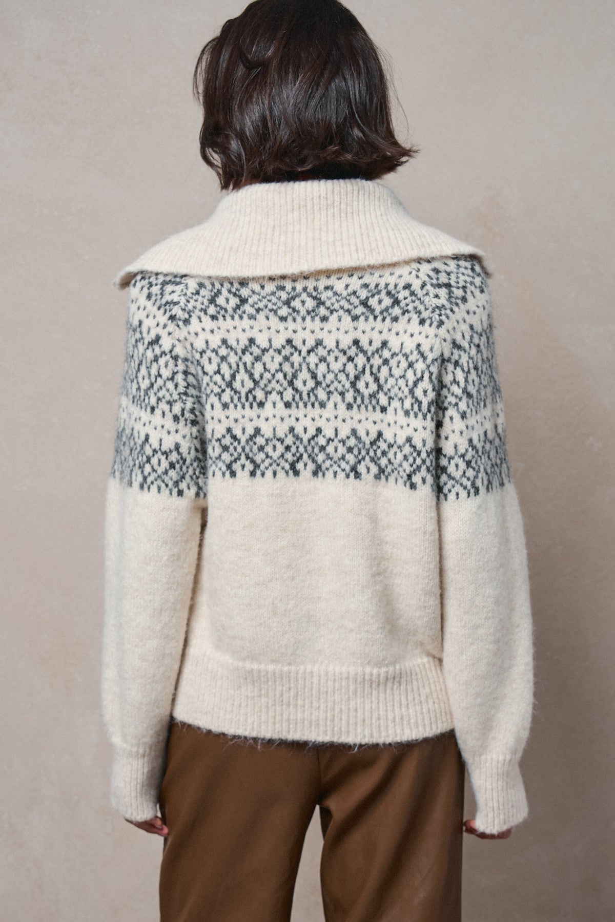 Nordic Fair Isle Zip Up Sweater Jacket