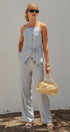 Buttoned Tie-Waist Cami Top in DEW BLUE - Women's Tops | Urban Daizy