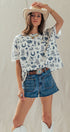 Rodeo Charm Print Oversized Tee in CREAM - Women's Graphic T-shirts | Urban Daizy