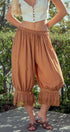 Boho Lace Trim Summer Linen Pants in BROWN - Women's Pants | Urban Daizy