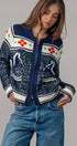 Urban Daizy Floral Yoke Zip-Up Knit Cardigan Navy-Multi Cardigan - Women's (UDZ-TP-00814) – alternate view 7
