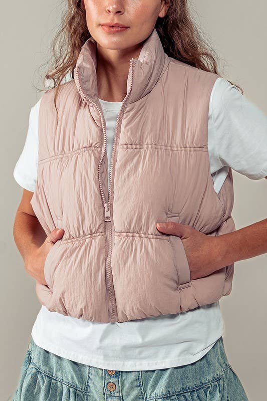 Urban Daizy QUILTED ZIP UP PUFFER VEST Black Outerwear Vest - Women's (UDZ-OT-00268) – alternate view 4