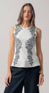 Urban Daizy Floral Embroidered Sleeveless Knit Peplum Top Ivory-Black Tank Top - Women's (UDZ-TP-01059) – alternate view 7