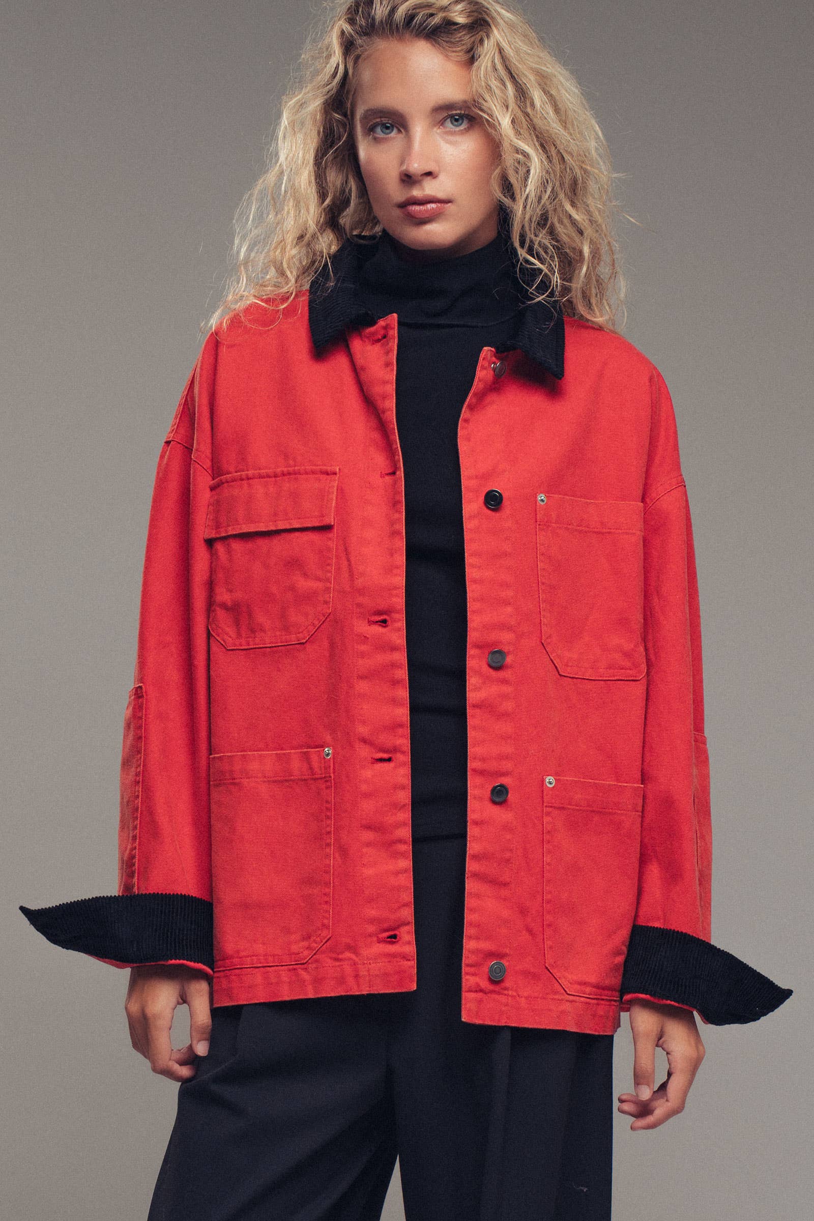 Urban Daizy Utility Contrast Collar Workwear Jacket Camel Jacket - Women's (UDZ-TP-00811) – alternate view 11