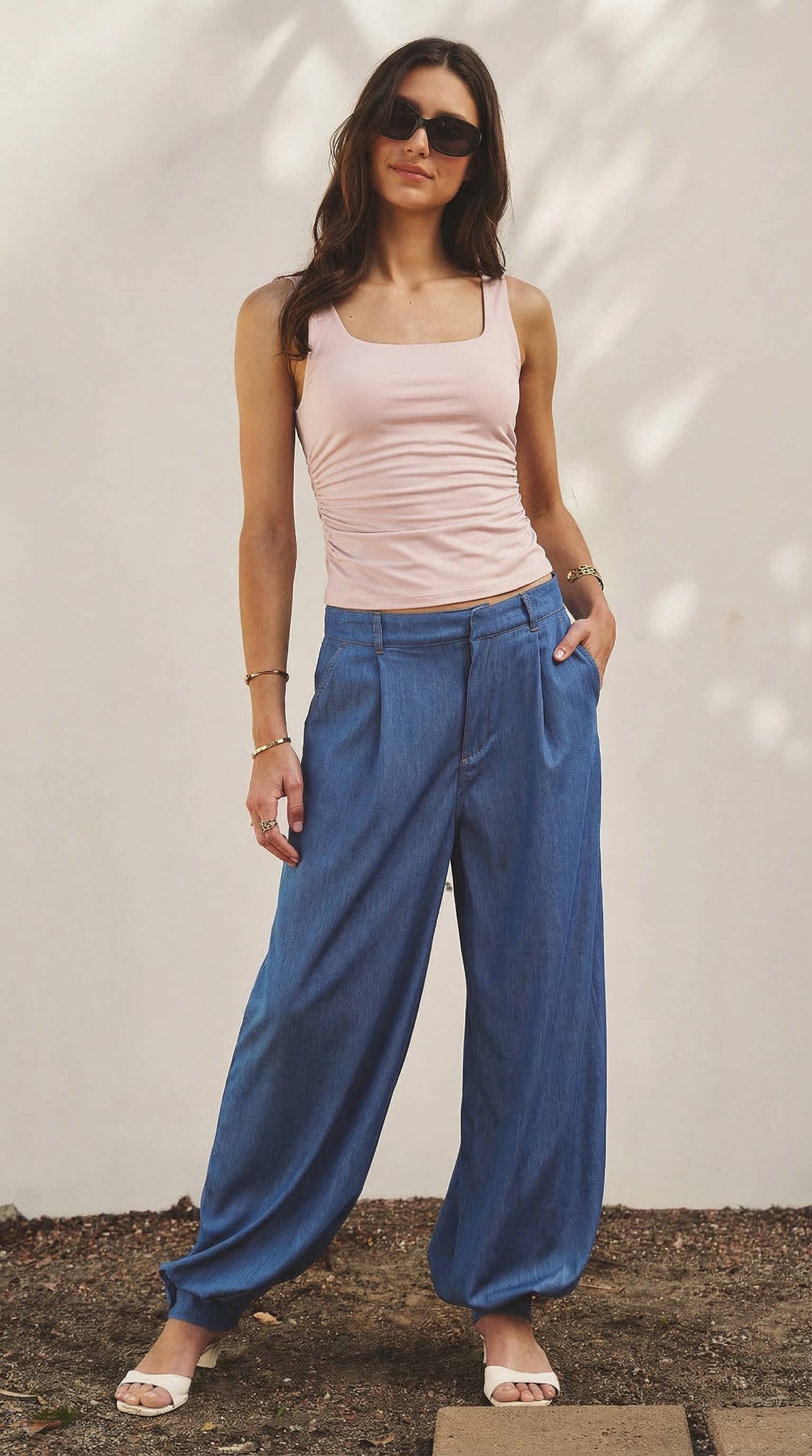 Side-Ruched Stretch Tank Top
