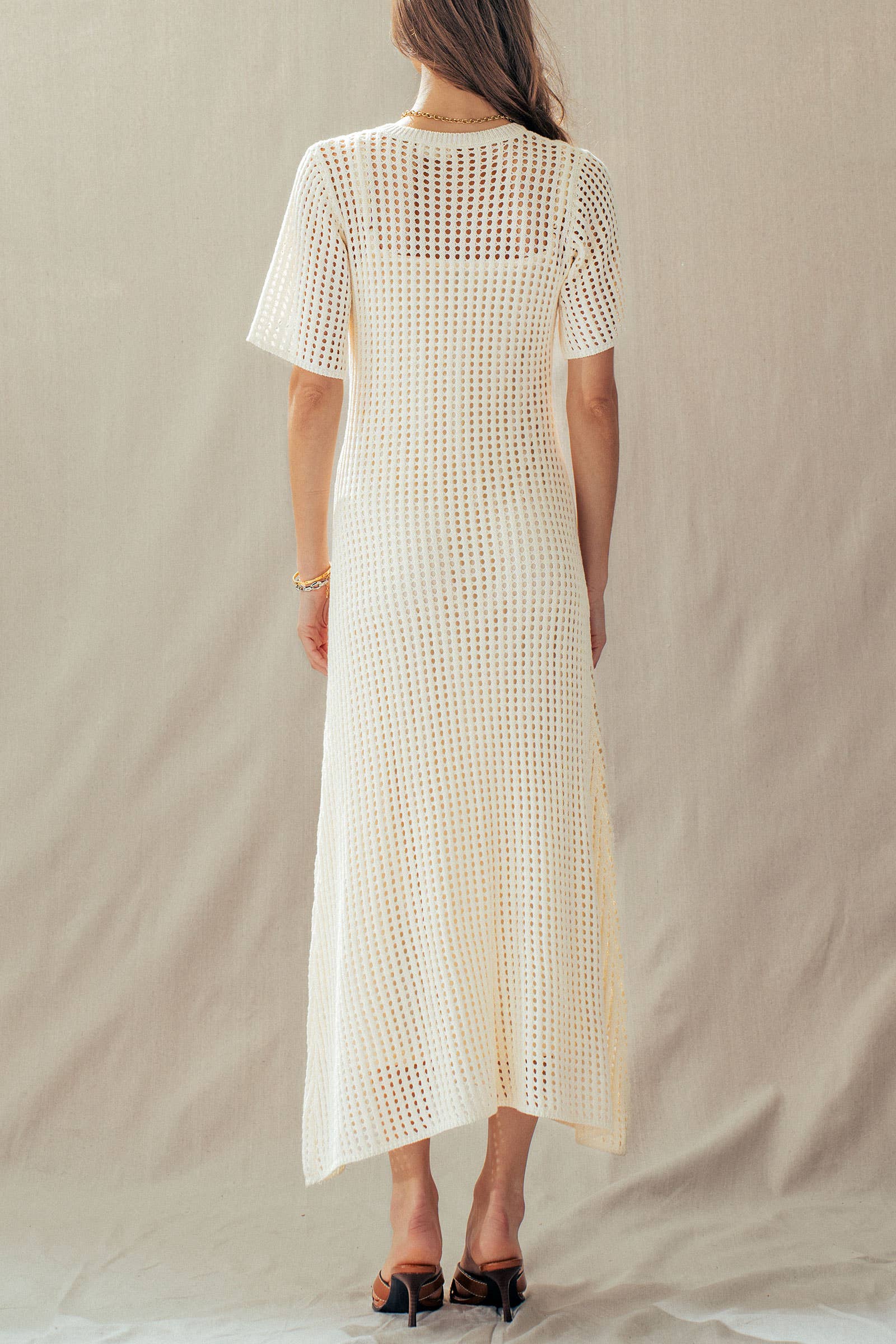 Urban Daizy Cotton Blend Open Knit Maxi Dress Ivory Dress - Women's (UDZ-DR-00532) – alternate view 5