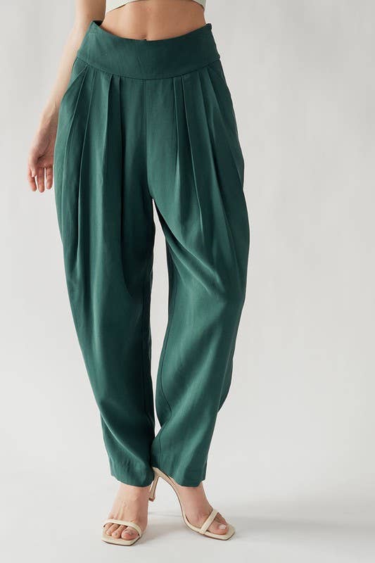 Urban Daizy Elegant High Waist Pleated Wide Leg Spring Pants Green Pants - Women's (UDZ-PT-00043)
