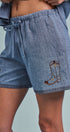 Sweet Cowgirl Boot Stitch Embroidered Shorts in BLUE - Women's Casual Shorts | Urban Daizy