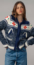Urban Daizy Floral Yoke Zip-Up Knit Cardigan Navy-Multi Cardigan - Women's (UDZ-TP-00814) – alternate view 2