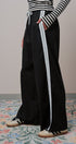 Side Stripe Drawstring Wide-Leg Pants in BLACK - Women's Casual Pants | Urban Daizy