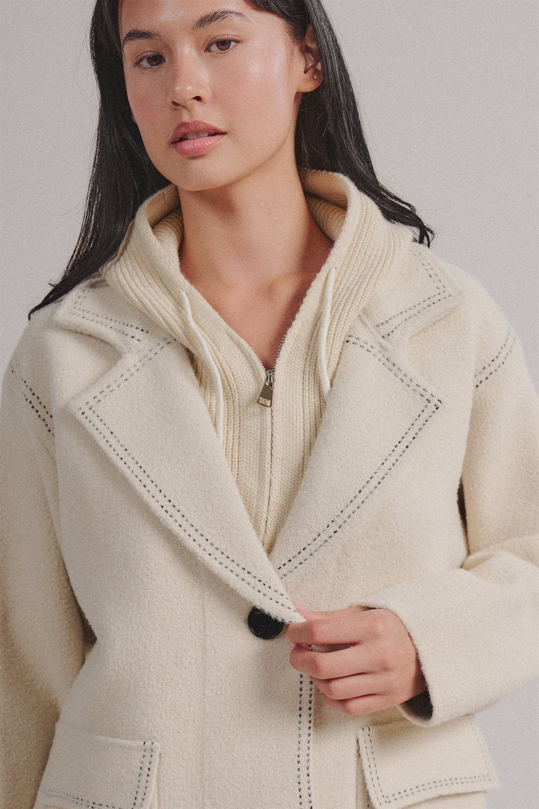Hooded Wool Blend Oversized Short Coat in IVORY - Women's Coats | Urban Daizy