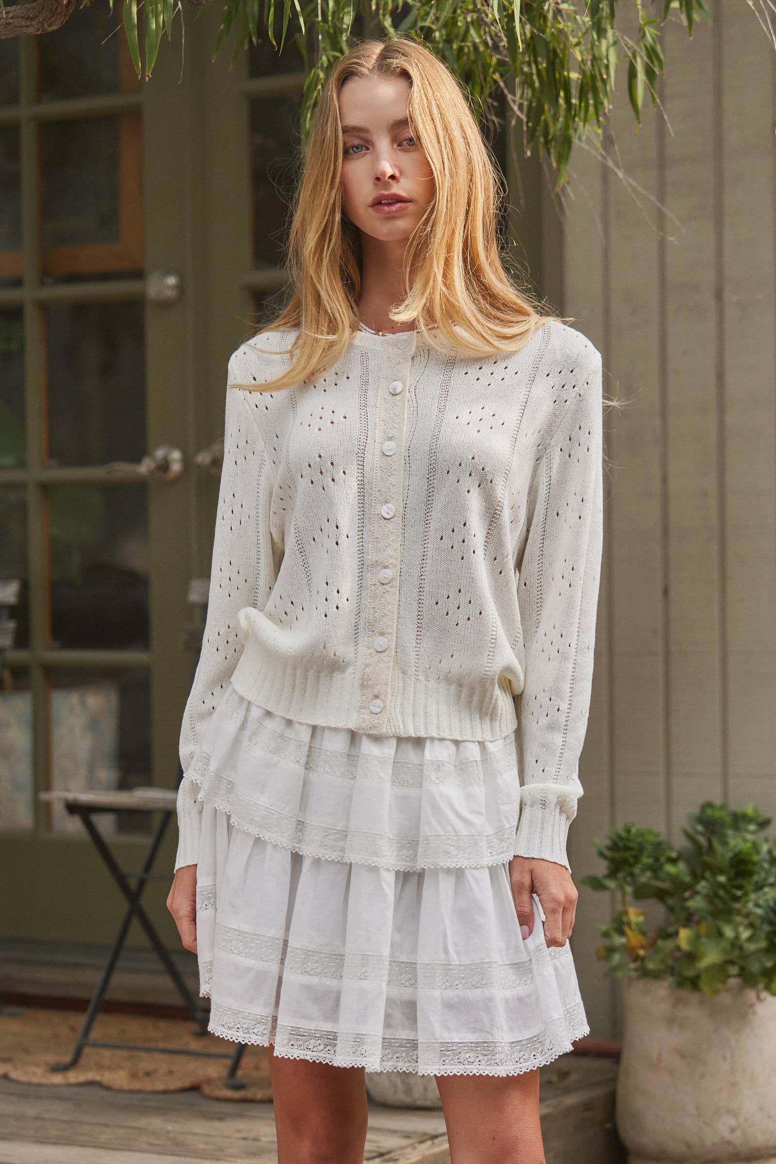 Scalloped Lace Tiered Romantic Statement Mini Skirt
