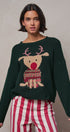 Rudolph Crewneck Knit Sweater in H GREEN - Women's Sweaters | Urban Daizy