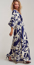 Urban Daizy Navy Abstract Leaf Print Caftan Maxi Dress Navy Dress - Women's (TNDR1631-Navy) – alternate view 8