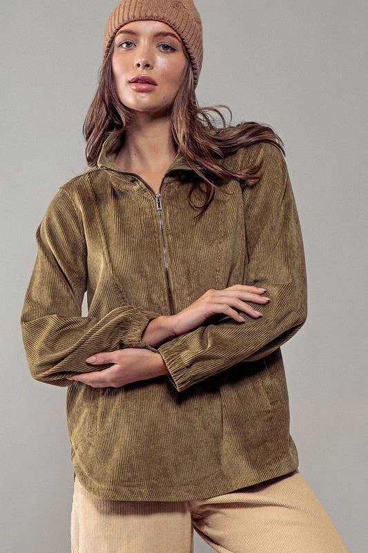 Urban Daizy Corduroy Funnel Neck Half Zip Pullover Top Black Tunic - Women's (UDZ-OT-00138) – alternate view 10
