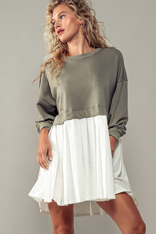 Urban Daizy Pleated Skirt Layered Statement Sweater Dress Rust Dress - Women's (UDZ-DR-00306) – alternate view 11