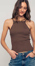 Urban Daizy Ribbed Knit Halter Spaghetti Strap Tank Top Black Tank Top - Women's (UDZ-TP-00490) – alternate view 4