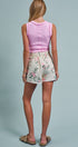 Urban Daizy Floral Print Raw Hem Cotton Shorts Cream-Pink Shorts - Women's (TNPT0839-Cream-Pink) – alternate view 10