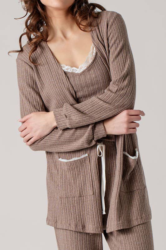 Urban Daizy Pointelle Knit Lace-Trim Pocket Cardigan Cocoa Cardigan - Women's (UDZ-KN-01037) – alternate view 18