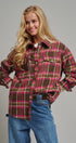 Oversized Plaid Button-Up Flannel Shirt w Pockets in BROWN MULTI - Women's Shirts & Blouses | Urban Daizy