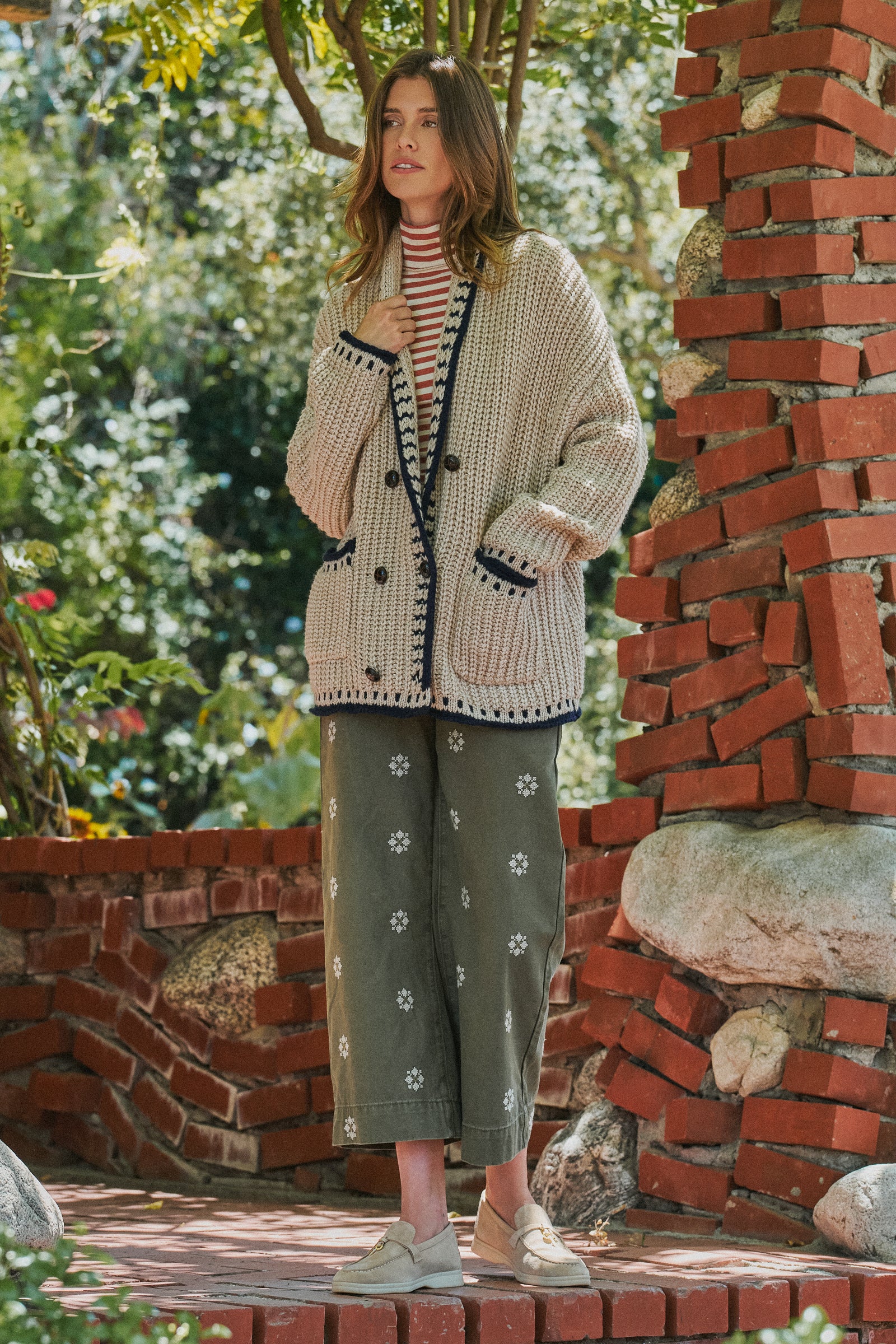 Chunky Knit Oversized Contrast Cardigan