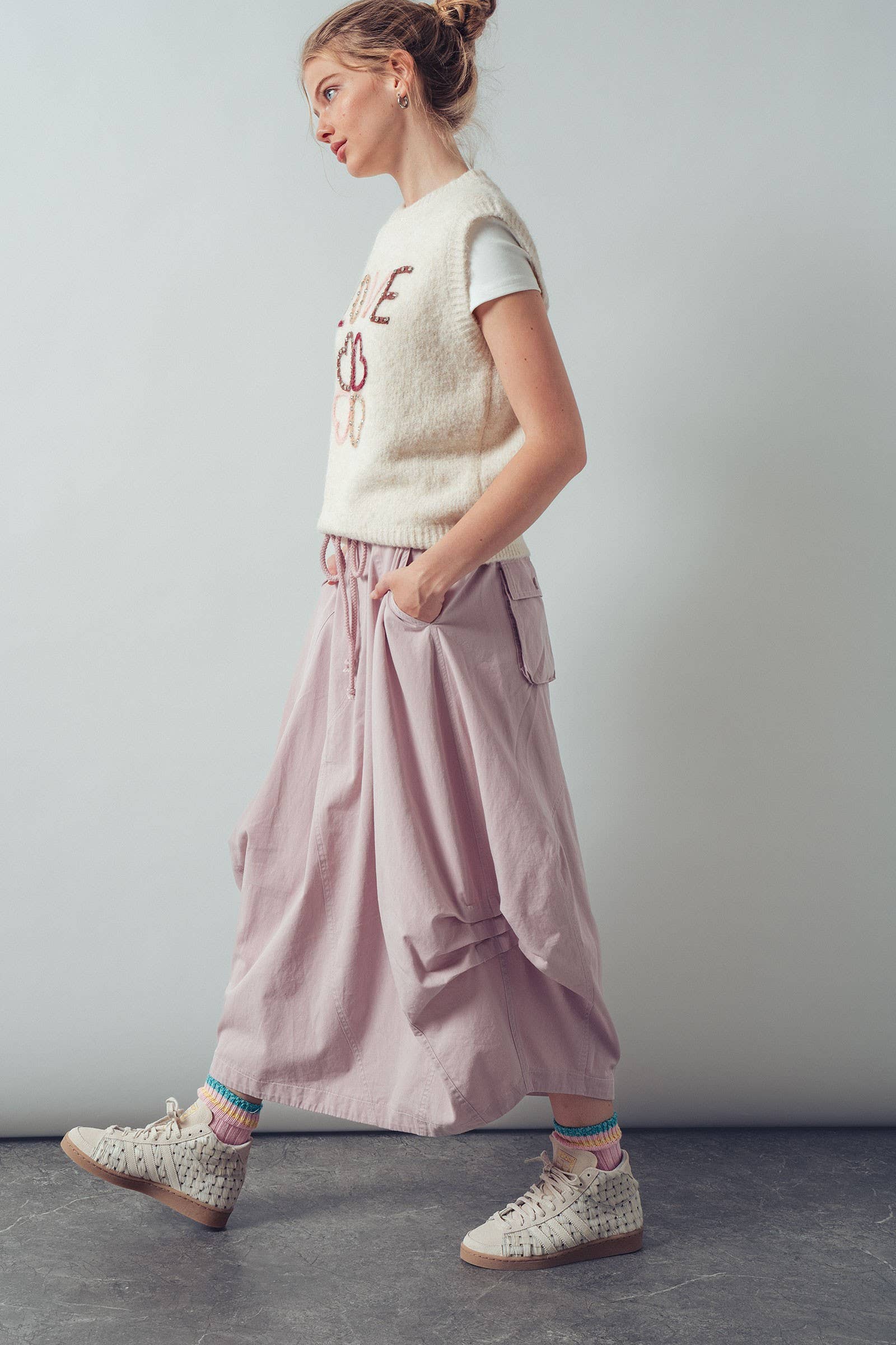 Urban Daizy Balloon Hem Drawstring Maxi Skirt Blue Skirt - Women's (UDSK0069-Blue) – alternate view 6