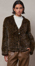 Leopard Print Faux Fur V-Neck Jacket in BROWN - Women's Jackets & Blazers | Urban Daizy