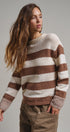 Striped Oversized Chunky Knit Sweater in BROWN - Women's Sweaters | Urban Daizy