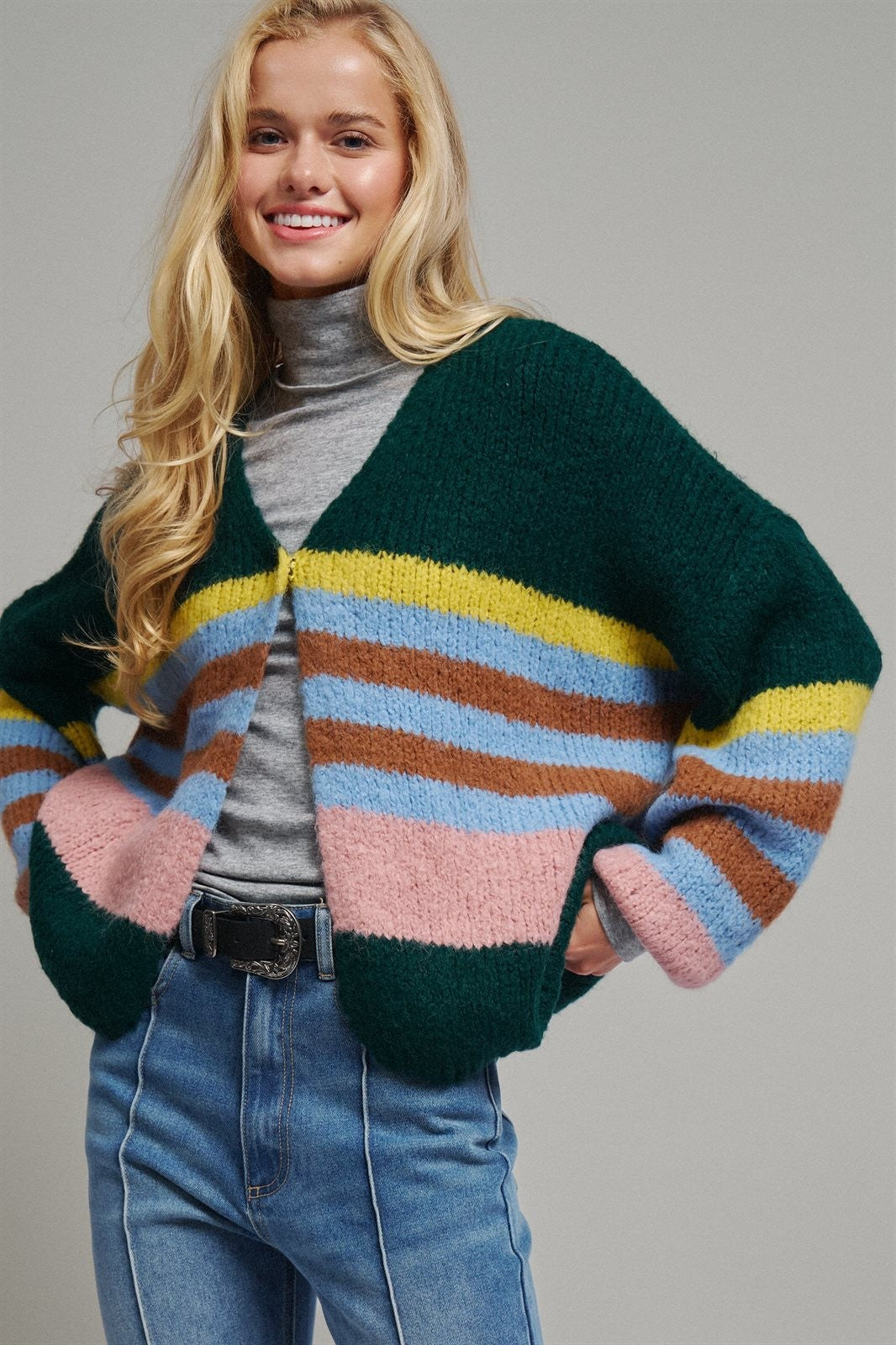 Statement Multi-Color Stripe Cardigan