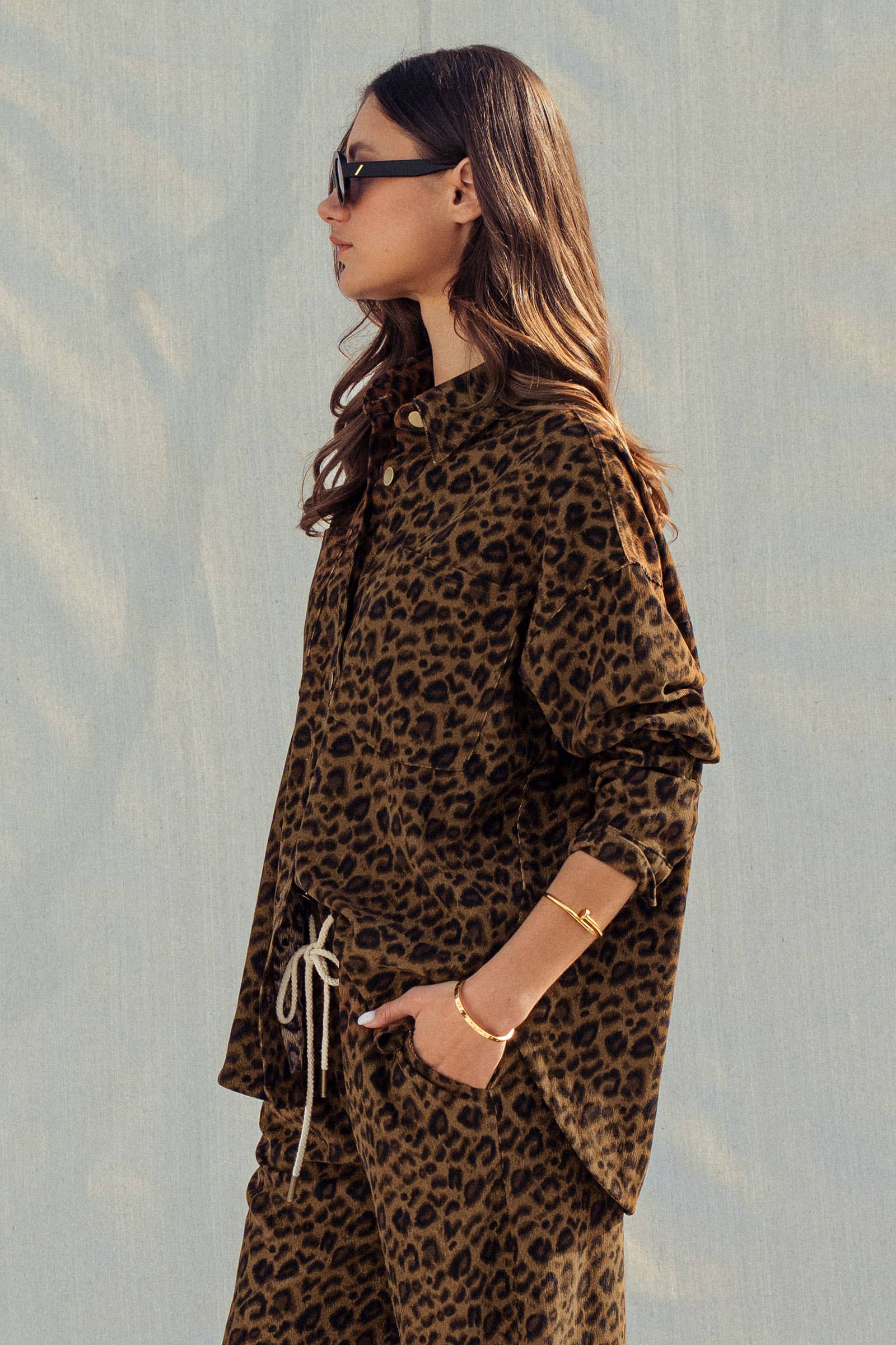 Urban Daizy Leopard Print Set–Oversized Button-Up Shirt & Relaxed Pants Leopard Lounge Set - Women's (UDZ-AC-00201) – alternate view 11